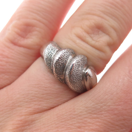 925 Sterling Silver Vintage Modernist Oxidized Ring Size 5.75
