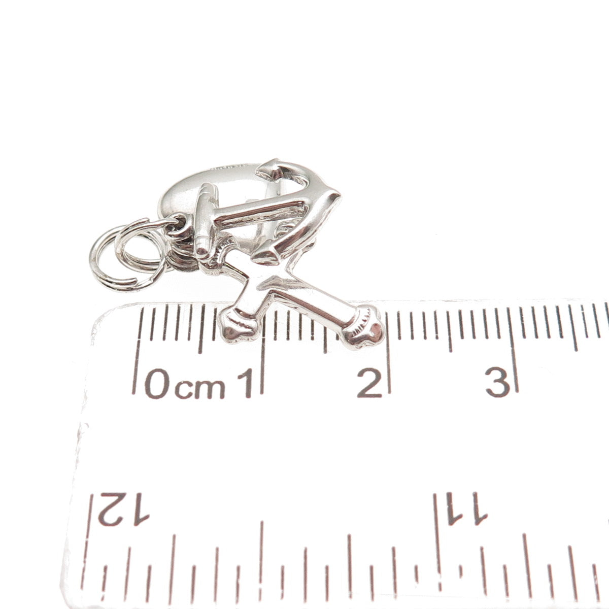 J.M. FISHER 925 Sterling Silver Vintage Heart Cross Anchor Mini Charm Pendant