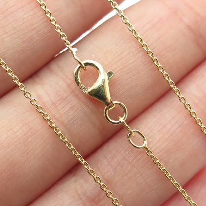 925 Sterling Silver Gold Plated Italy Cable Chain Necklace 15-16"