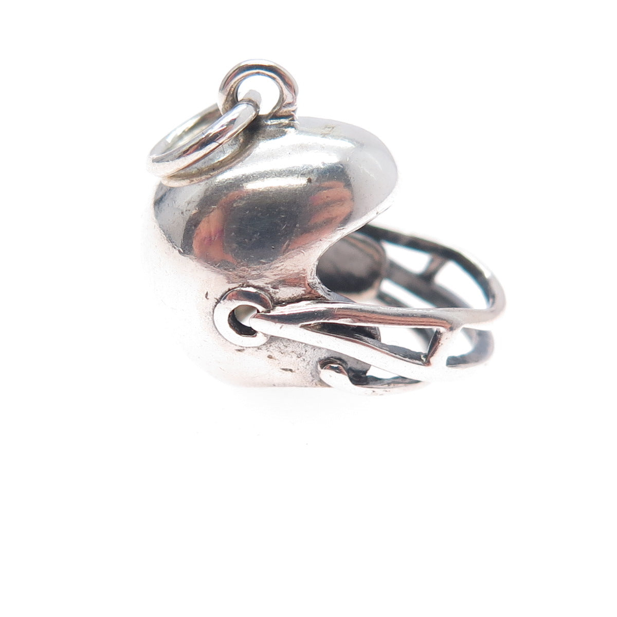925 Sterling Silver Vintage Football Helmet Mini 3D Charm Pendant