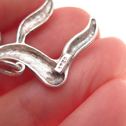 925 Sterling Silver Vintage Chai Judaica Oxidized Charm Pendant
