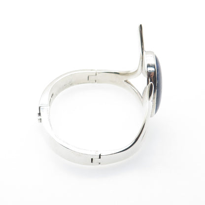 925 Sterling Silver Vintage Real Sodalite Modernist Heavy 77.9g Bracelet 6.75"