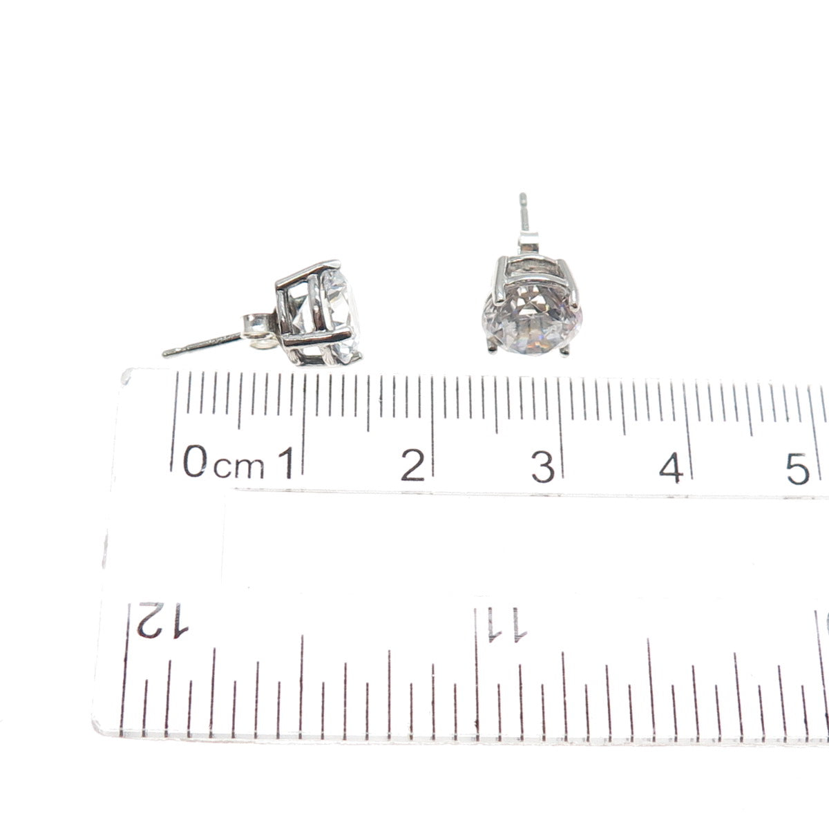 925 Sterling Silver Round-Cut C Z Stud Earrings