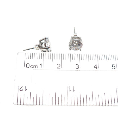 925 Sterling Silver Round-Cut C Z Stud Earrings