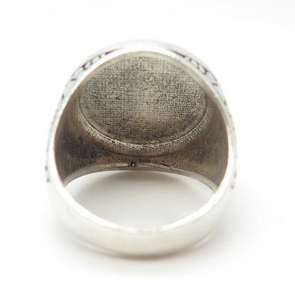 925 Sterling Silver Vintage Cage Pebble Wide Ring Size 8.75