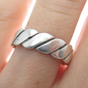 925 Sterling Silver Vintage Twisted Link All Around Band Ring Size 6.75