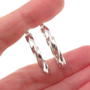 925 Sterling Silver Vintage Italy Twisted Hoop Earrings