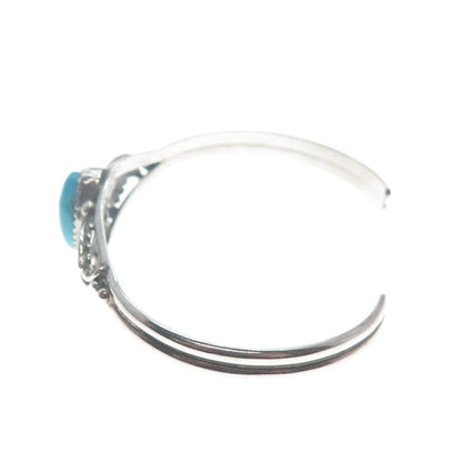 JERRY JOHNSON Old Pawn 925 Sterling Turquoise Feather Adjustable Bracelet 5.75"