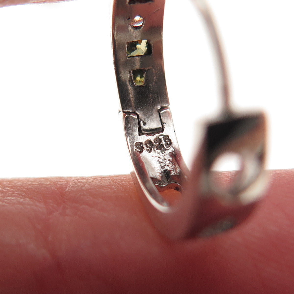 925 Sterling Silver Multi-Color C Z Heart Hoop Earrings