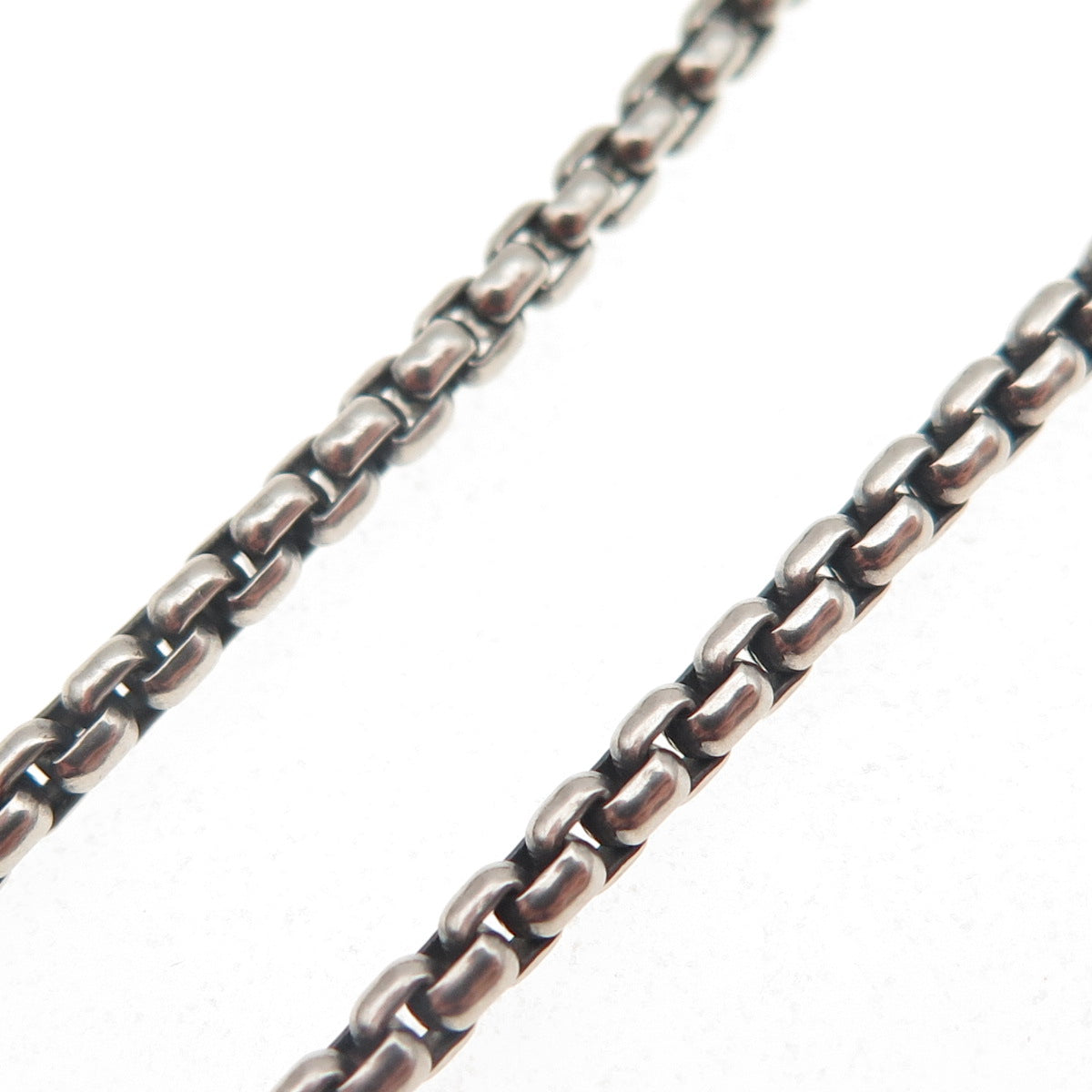 925 Sterling Silver Vintage Round Box Oxidized Chain Necklace 16"