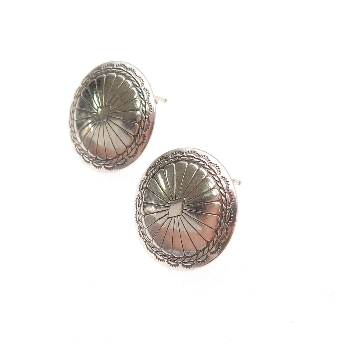Old Pawn 925 Sterling Silver Vintage Southwestern Concho Tribal Earrings