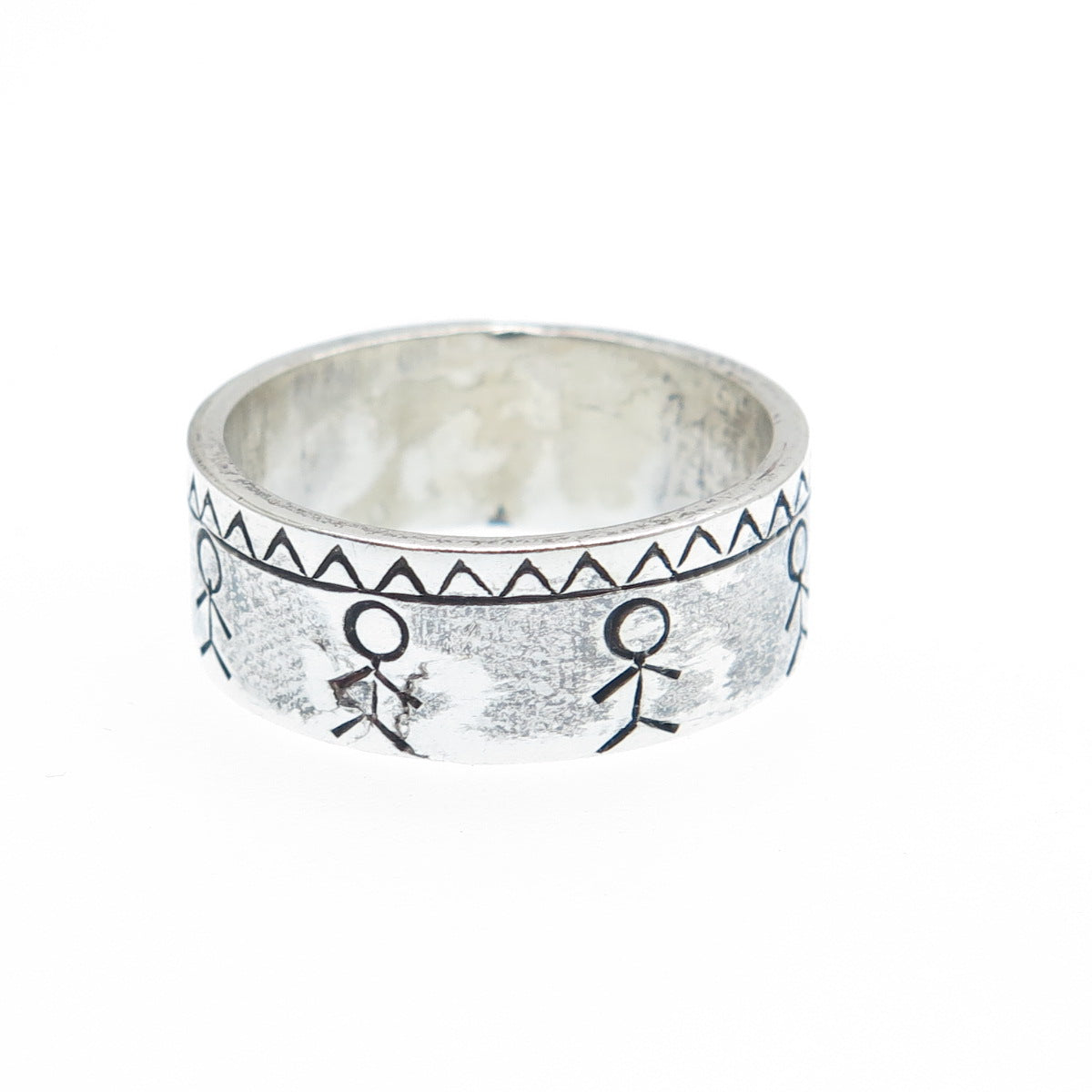 925 Sterling Silver Vintage Tribal Oxidized Band Ring Size 7
