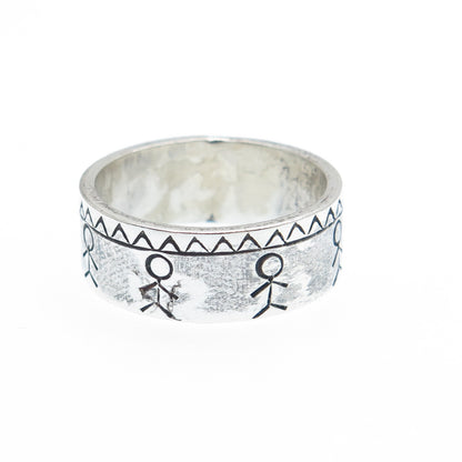 925 Sterling Silver Vintage Tribal Oxidized Band Ring Size 7