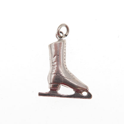 925 Sterling Silver Antique Art Deco Ice Skate 3D Mini Charm Pendant