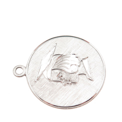 WELLS 925 Sterling Silver Vintage Graduation Girl Tag Charm Pendant