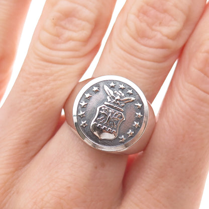 Uncas 925 Sterling Silver Antique WWII US Air Force Veteran Signet Ring Size 11