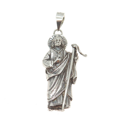 925 Sterling Silver Vintage St. Jude Religious Pendant