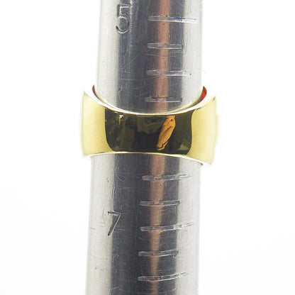 FADI 925 Sterling Silver Gold Plated Checkered Carnelian Gem Ring Size 6.25