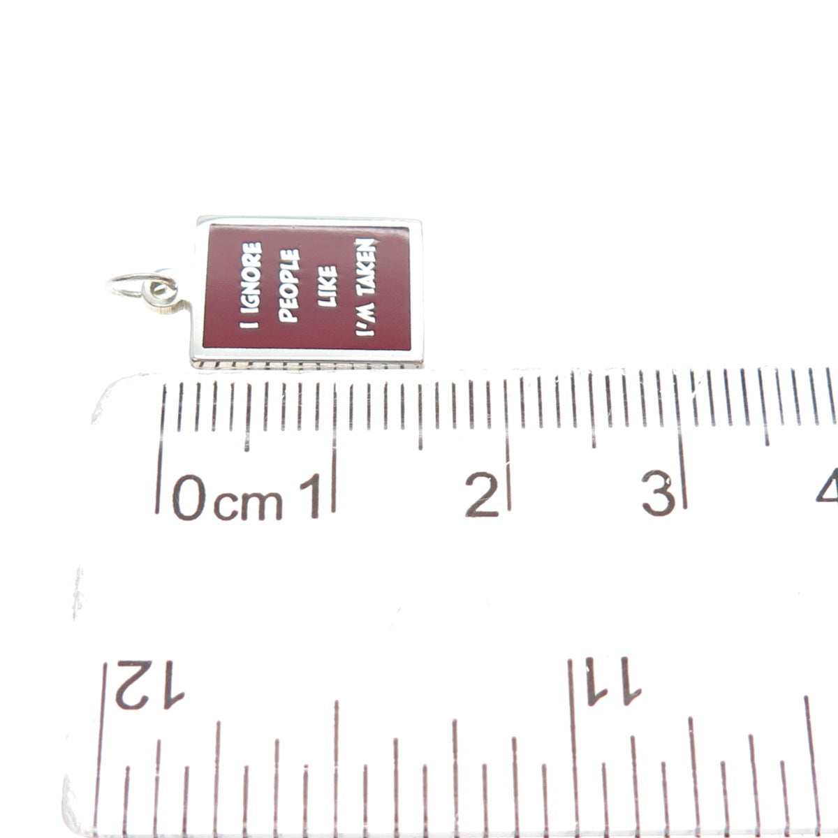 925 Sterling Silver Red Enamel I Ignore People Like I'm Taken Minimalist Pendant