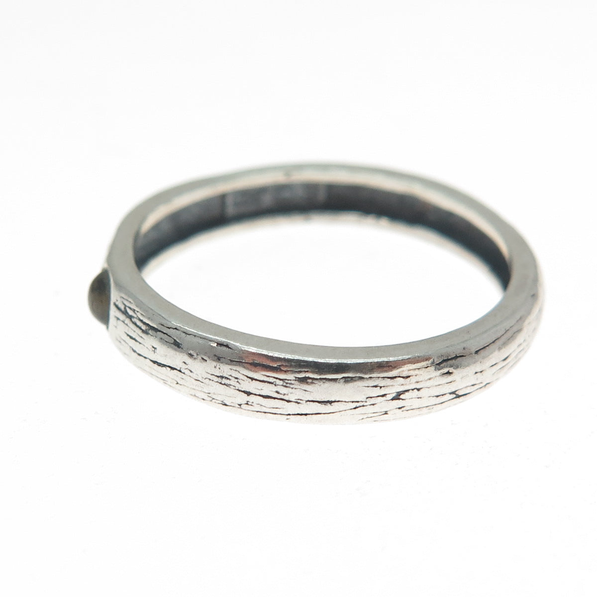SHUBE 925 Sterling Silver Vintage Glass Oxidized Band Ring Size 8.25