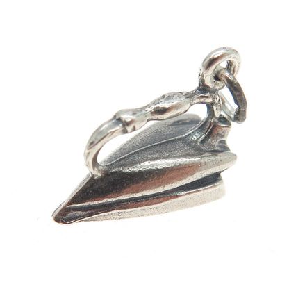 925 Sterling Silver Antique Art Deco Iron Minimalist 3D Charm Pendant