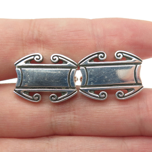 925 Sterling Silver Vintage Engravable Ornate Cufflinks