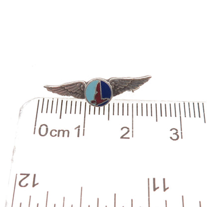 925 Sterling Silver Antique Art Deco Enamel Eastern Air Lines Service Pin Brooch