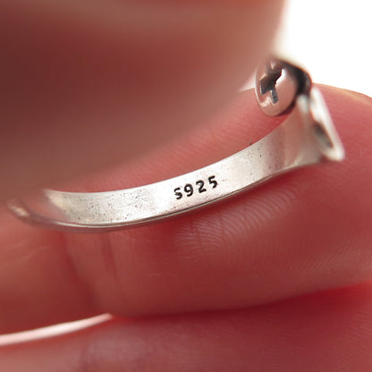 925 Sterling Silver Vintage Faith Cross Adjustable Bypass Ring Size 6.75