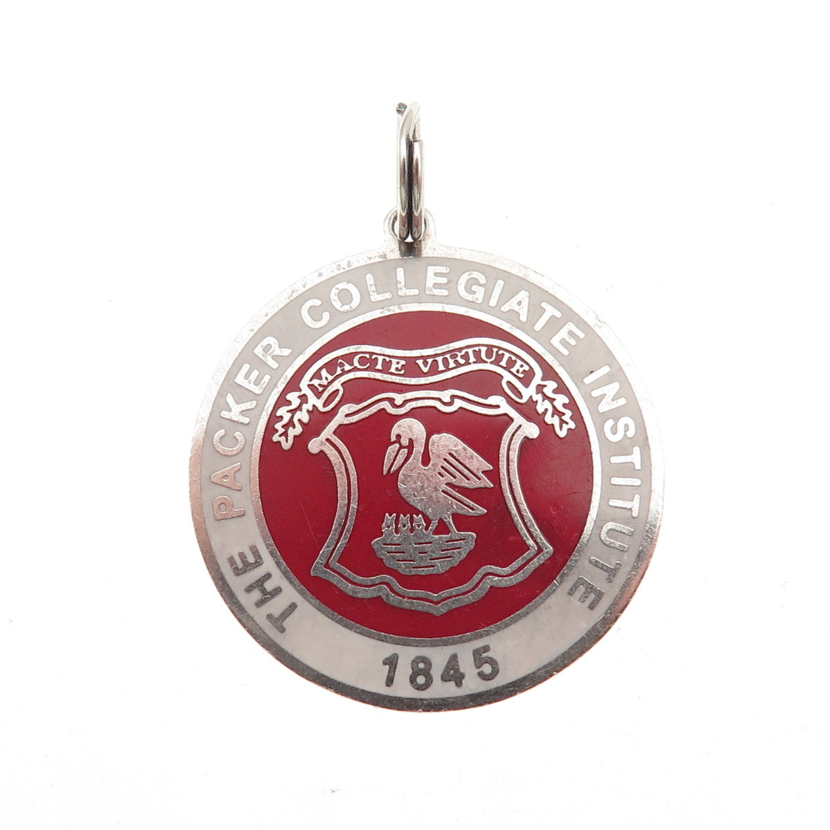 925 Sterling Silver Vintage Enamel The Packer Collegiate Institute Charm Pendant