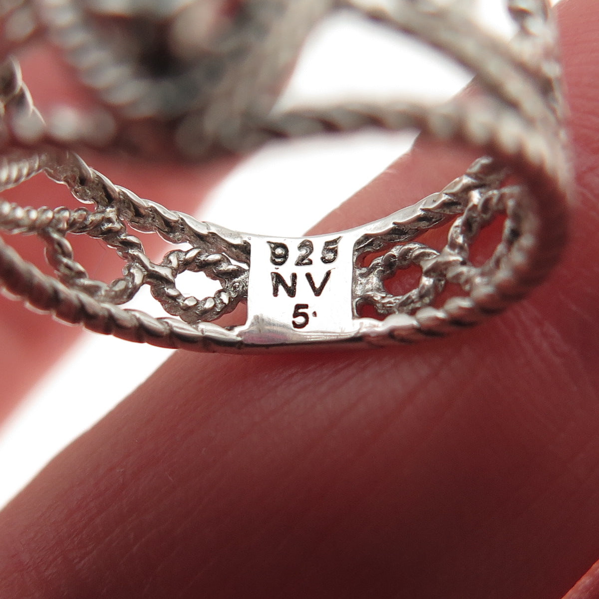 Nevada Sterling Silver Vintage Real Marquise-Cut Red Garnet Scroll Ring Size 5