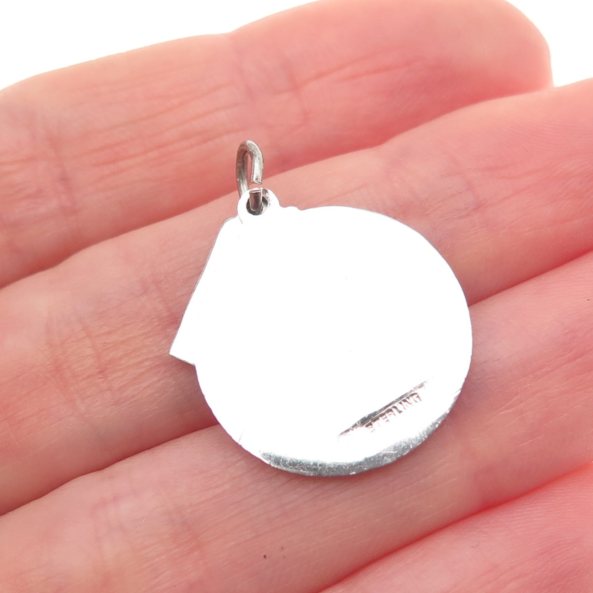 925 Sterling Silver Vintage Enamel Sweet 16 Round Tag Charm Pendant