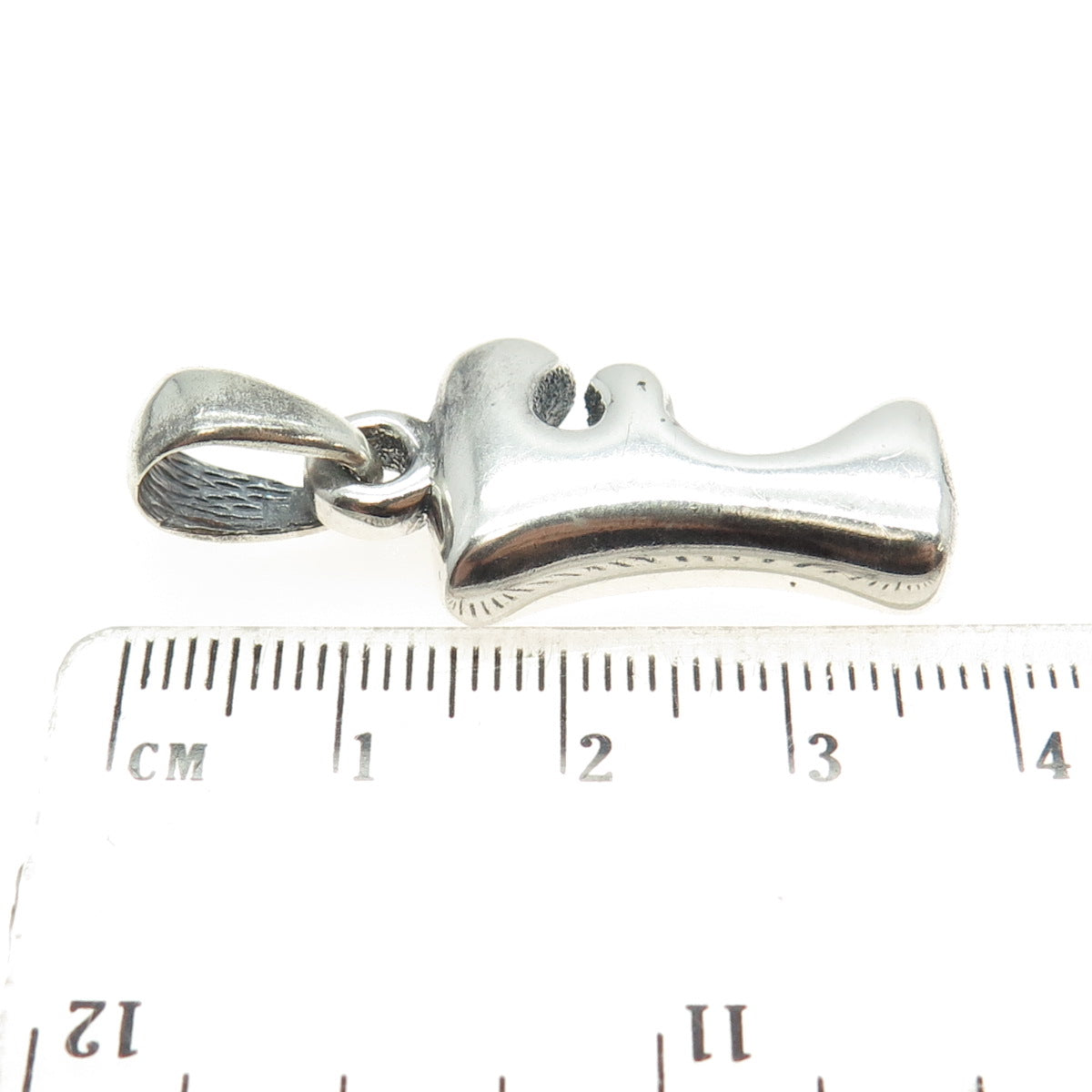 925 Sterling Silver Vintage Letter "F" Initial Modernist Pendant