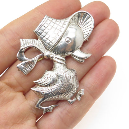 SB Silverman Brothers 925 Sterling Silver Vintage Duck Bird Pin Brooch