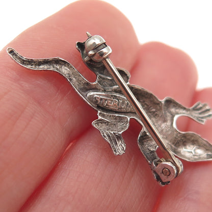 925 Sterling Silver Antique Art Deco Lizard Oxidized Pin Brooch