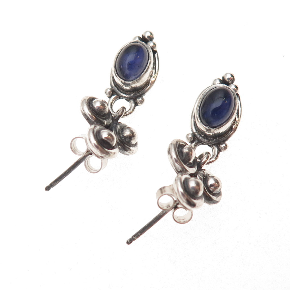 Donna Dale 999 Fine Silver Vintage Real Iolite Modernist Dangle Earrings