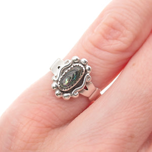 Bell Trading Post Old Pawn Sterling Silver Vintage Abalone Shell Ring Size 4.5