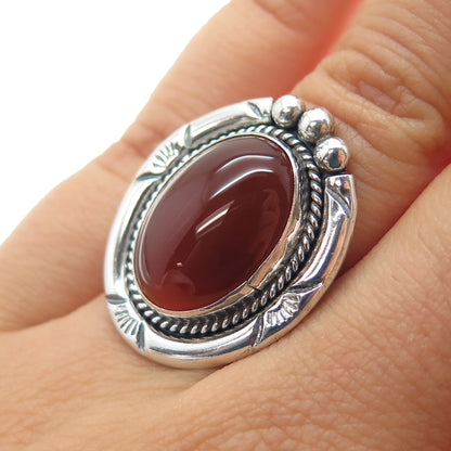 Gilo & Grace Nakai Navajo Old Pawn 925 Sterling Vintage Carnelian Ring Size 6.25