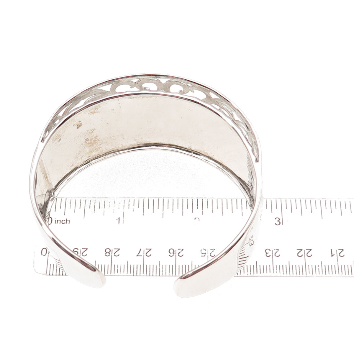 Key Star 925 Sterling Silver Vintage Floral Ornate Adjustable Bracelet 7.25"