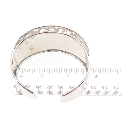 Key Star 925 Sterling Silver Vintage Floral Ornate Adjustable Bracelet 7.25"
