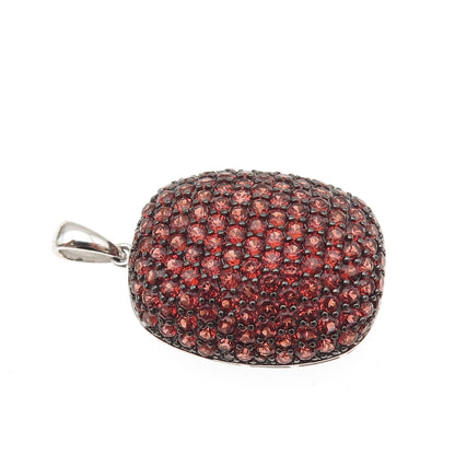 925 Sterling Silver Round-Cut Red C Z Charm Pendant