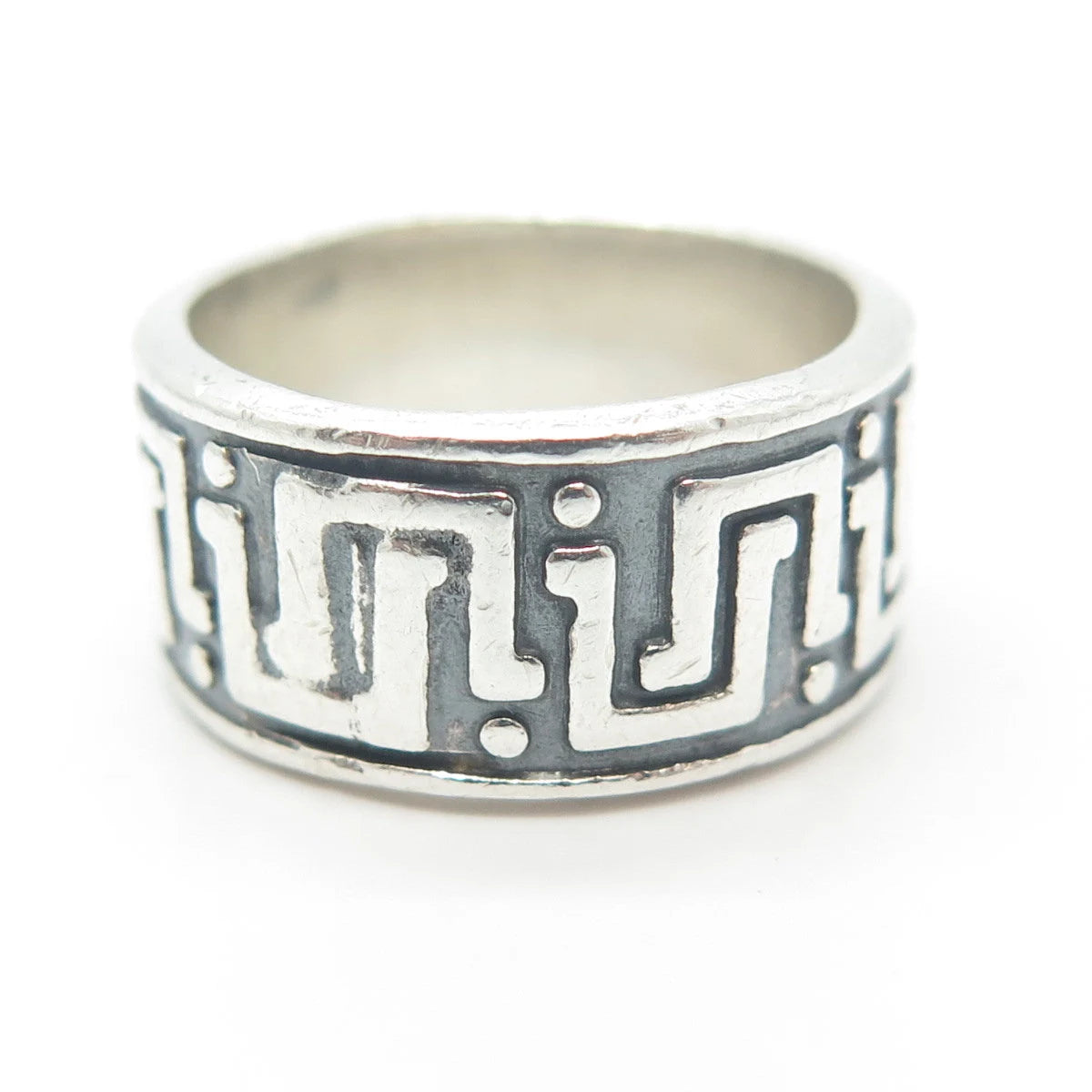925 Sterling Silver Vintage Mexico Maze Band Ring Size 5.75