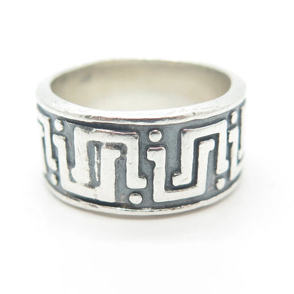 925 Sterling Silver Vintage Mexico Maze Band Ring Size 5.75