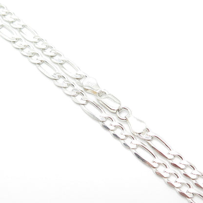925 Sterling Silver Italy Figaro Chain Necklace 22"