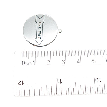 ELCO 925 Sterling Silver Vintage One Way Round Tag Charm Pendant