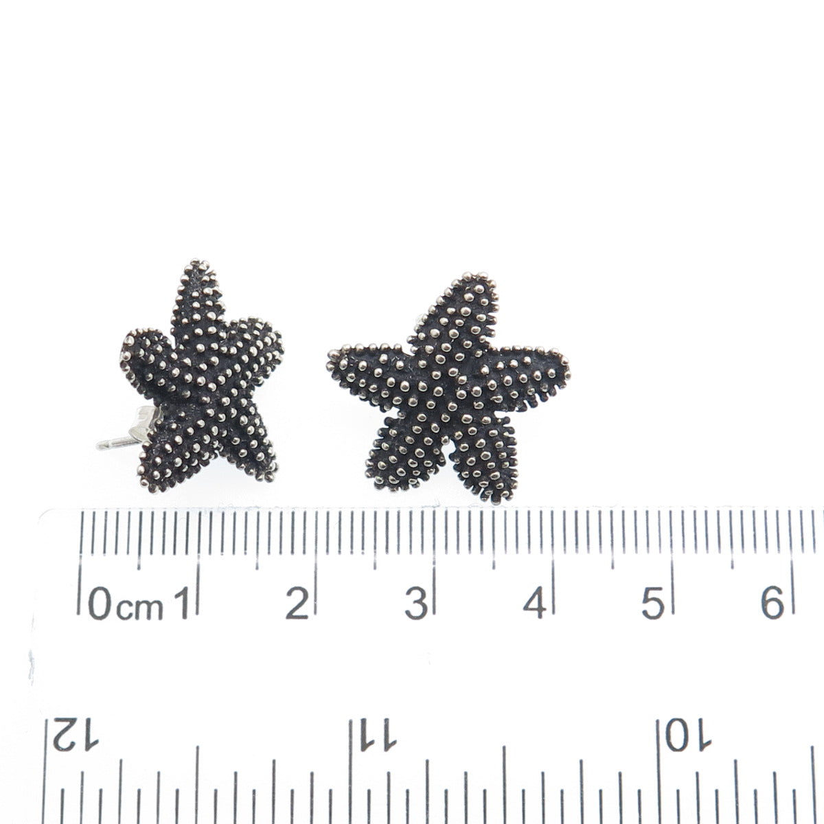 THE TOUCH 925 Sterling Silver Vintage Starfish Oxidized Stud Earrings