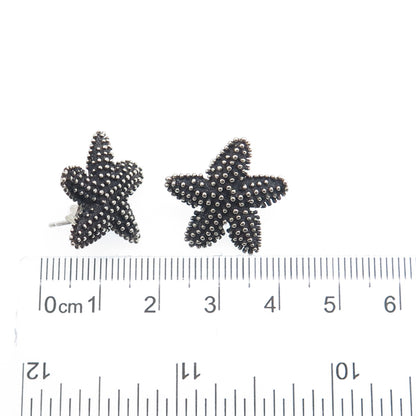 THE TOUCH 925 Sterling Silver Vintage Starfish Oxidized Stud Earrings