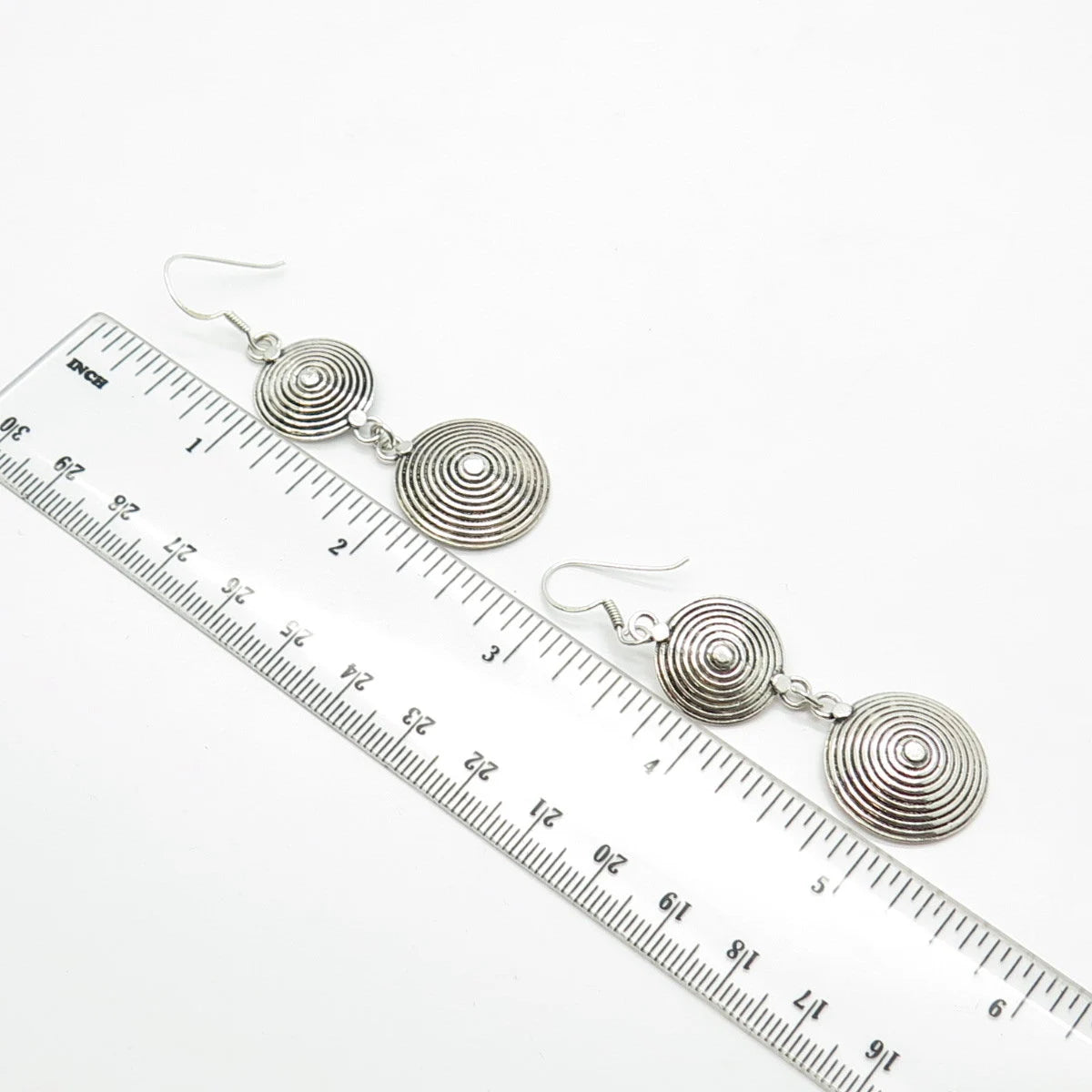 925 Sterling Silver Vintage Ethnic Dangling Hook Earrings