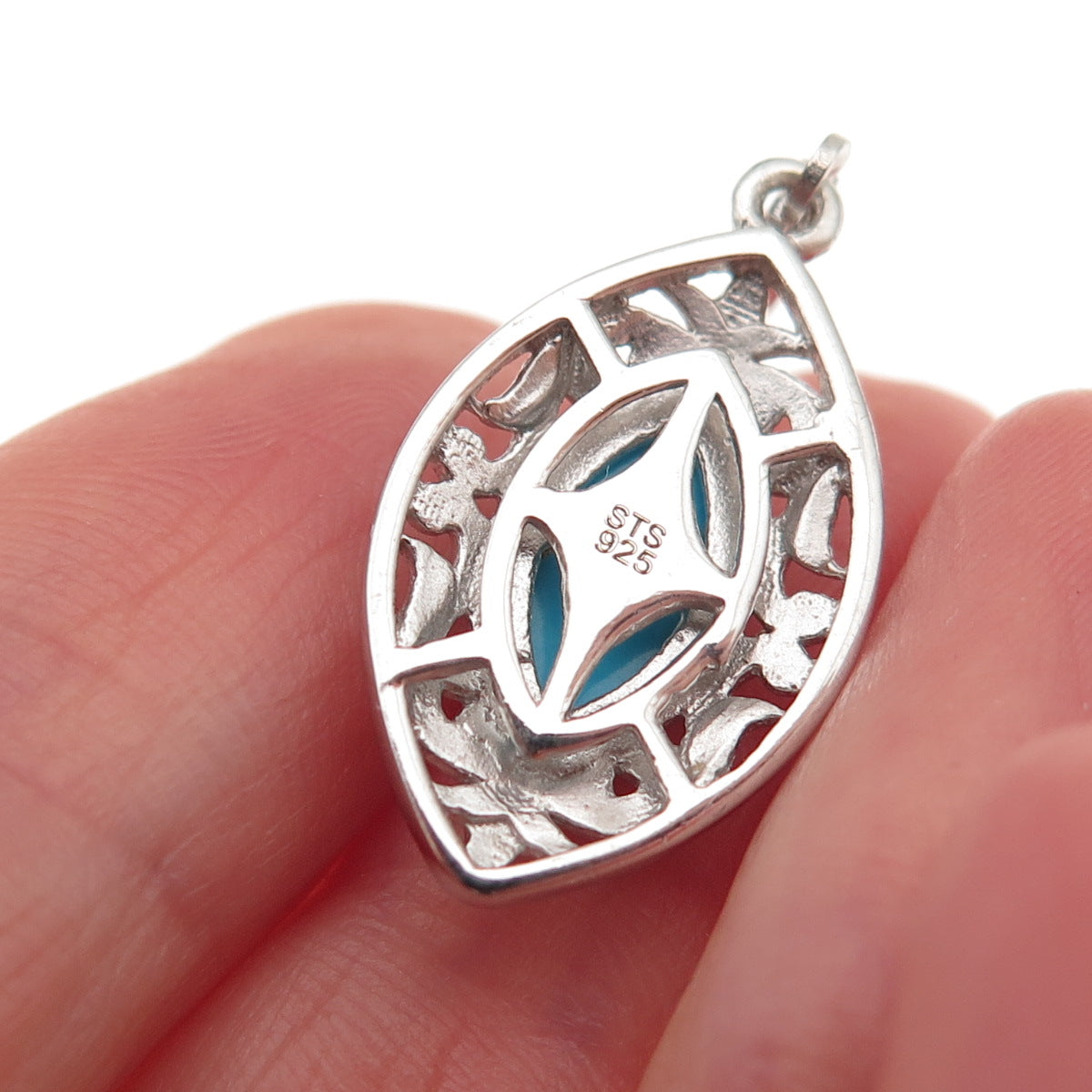 Chuck Clemency Sterling Silver Real Sleeping Beauty Turquoise Floral Earrings