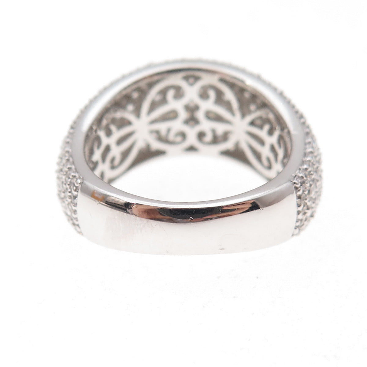 925 Sterling Silver Round-Cut C Z Wavy Ring Size 6.25