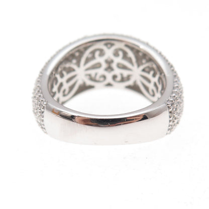 925 Sterling Silver Round-Cut C Z Wavy Ring Size 6.25